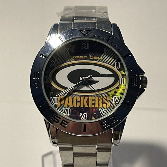 GREEN BAY PACKERS NFL Casual Stainless-Steel Men's Wristwatch NEW - Picture 1 of 6